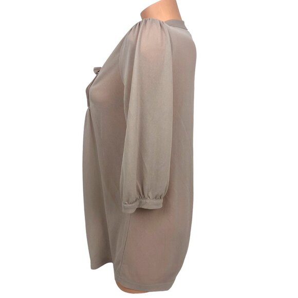 Susina Button Up Lace Tie Neck V-Neck Top Blouse Sheer 3/4 Sleeve Cottagecore L - Picture 7 of 9